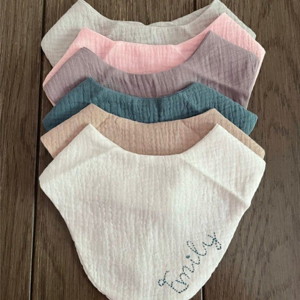 NWT Custom  Embroidered Boho Baby Bandana Bibs
